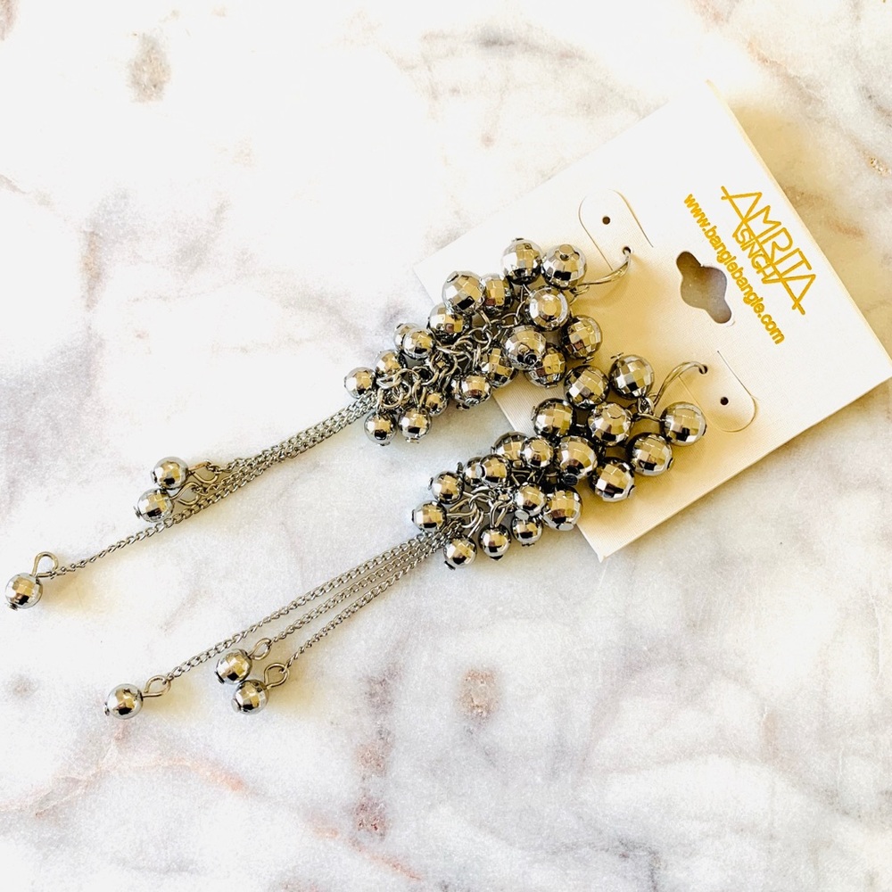 AMRITA SINGH Disco Ball Statement Earrings Silver - Picture 3 of 6